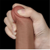 Реалистичный фаллоимитатор с мошонкой LoveToy Sliding Skin Dual Layer Dong 9 Brown, подвижная кожа, присоска (22 см, Ø 3.7 см)
